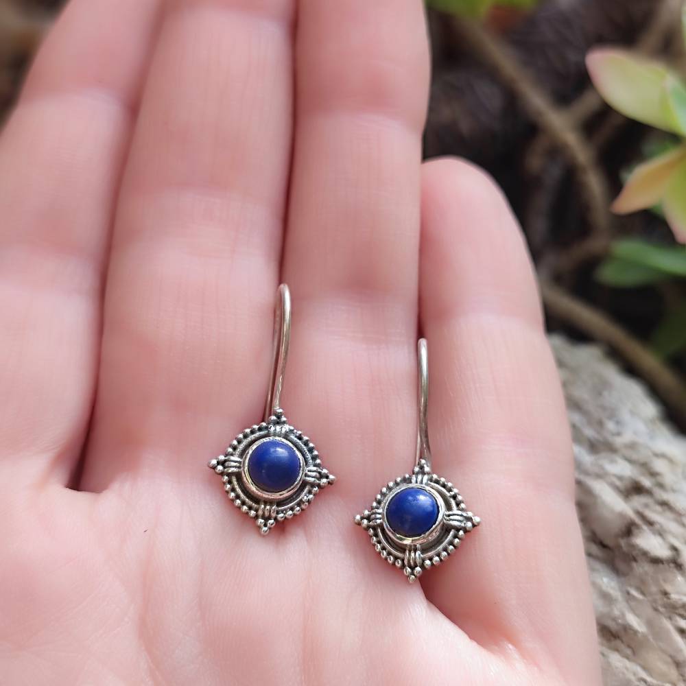 ORECCHINI etnici con pietra in argento 925 - KADOMAL