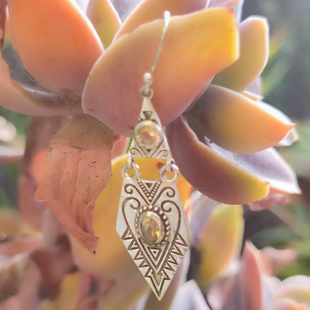 ORECCHINI etnici con pietra in argento 925 - KANNOD