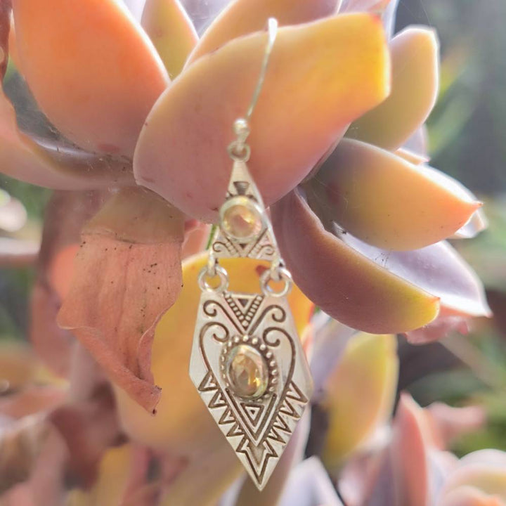 ORECCHINI etnici con pietra in argento 925 - KANNOD