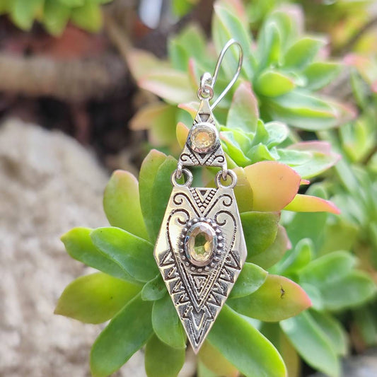 ORECCHINI etnici con pietra in argento 925 - KANNOD