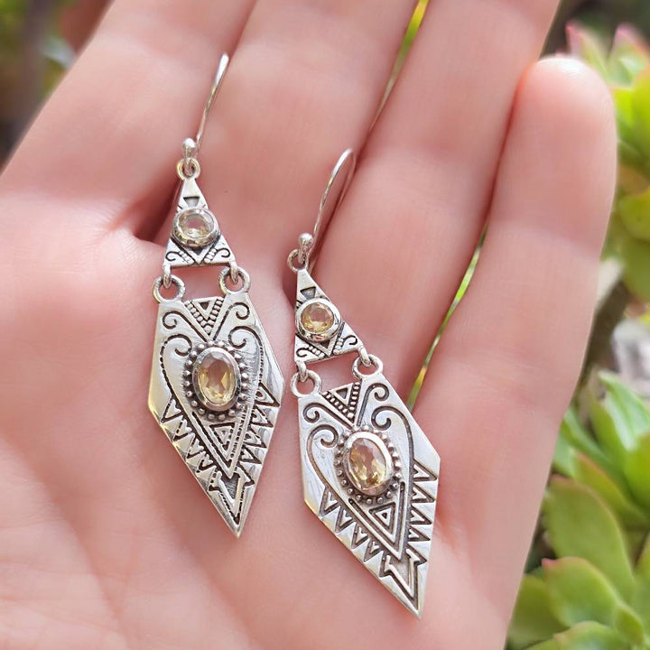 ORECCHINI etnici con pietra in argento 925 - KANNOD