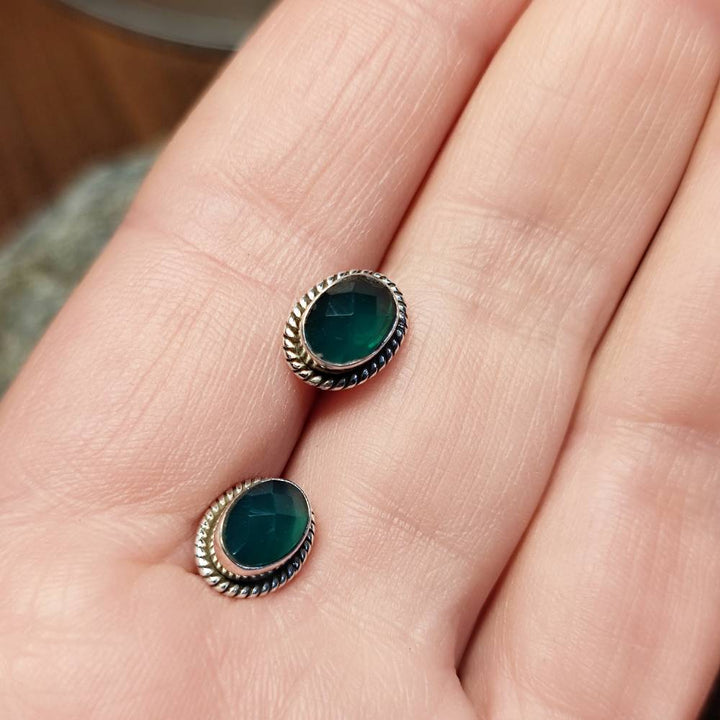 ORECCHINI etnici con pietra in argento 925 - PRANTIJ