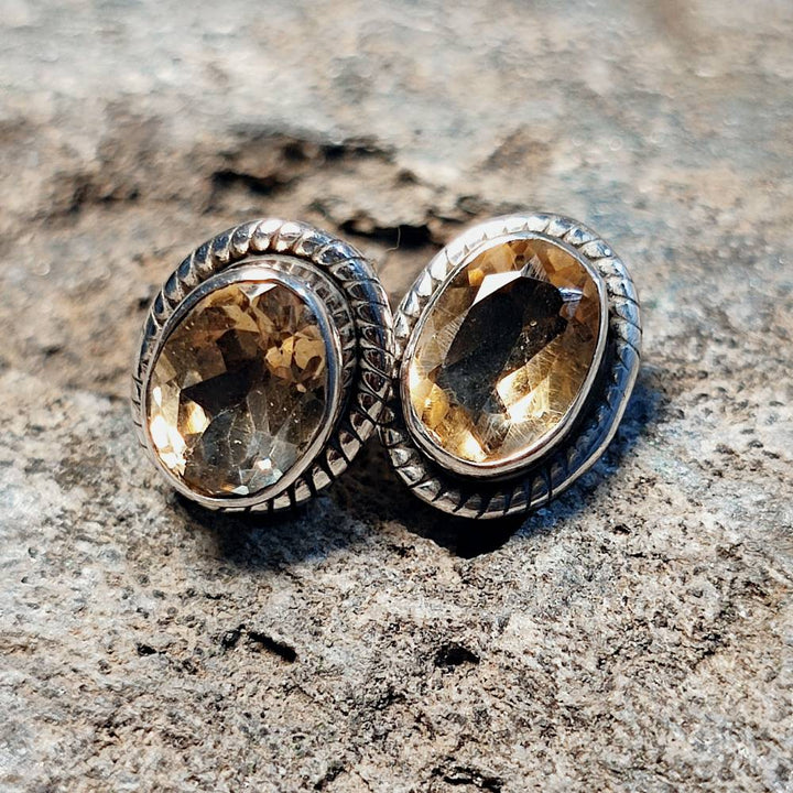 ORECCHINI etnici con pietra in argento 925 - PRANTIJ
