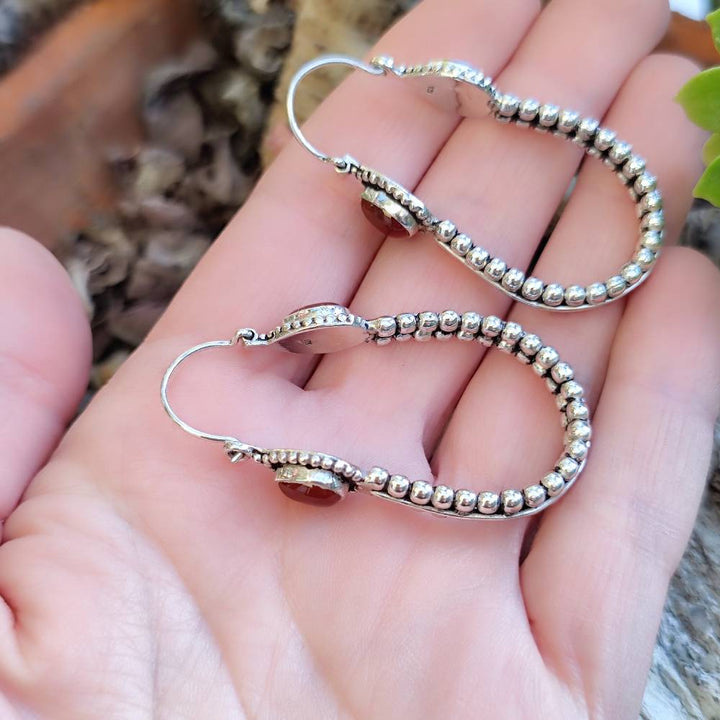 ORECCHINI etnici argento 925 con pietra - SAILA
