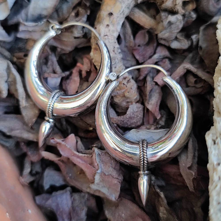 ORECCHINI a cerchio in argento 925 con punta - NIRLA