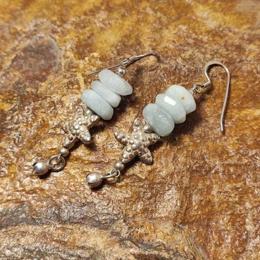 Orecchini acquamarina milk e stella marina - NAUTILUS