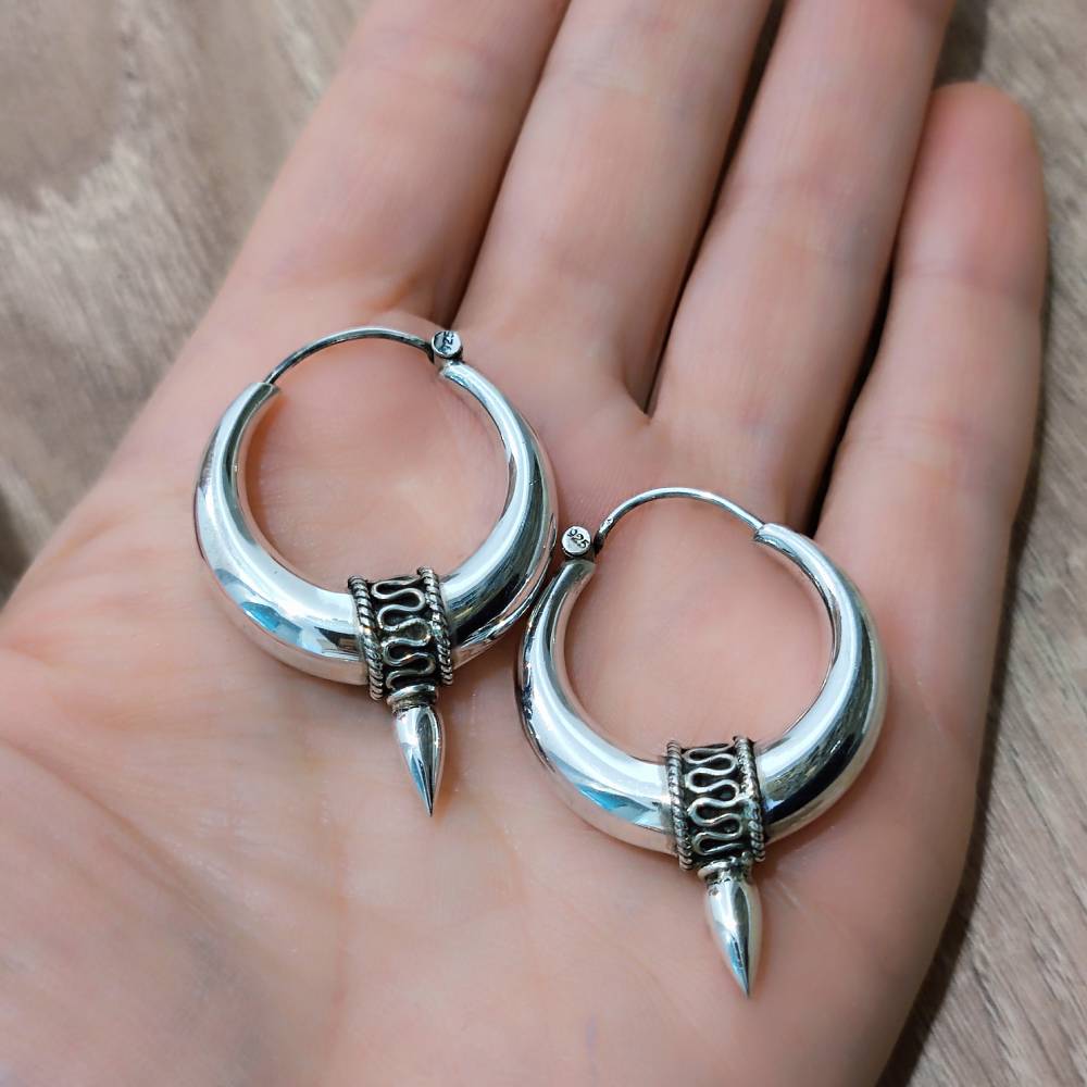 ORECCHINI a cerchio in argento 925con punta - DHAR