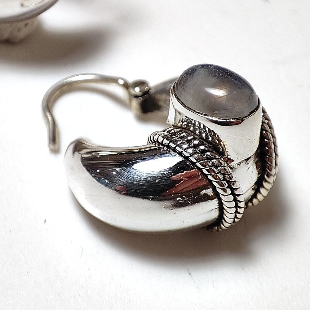 ORECCHINI bombati indiani a cerchio argento con Labradorite