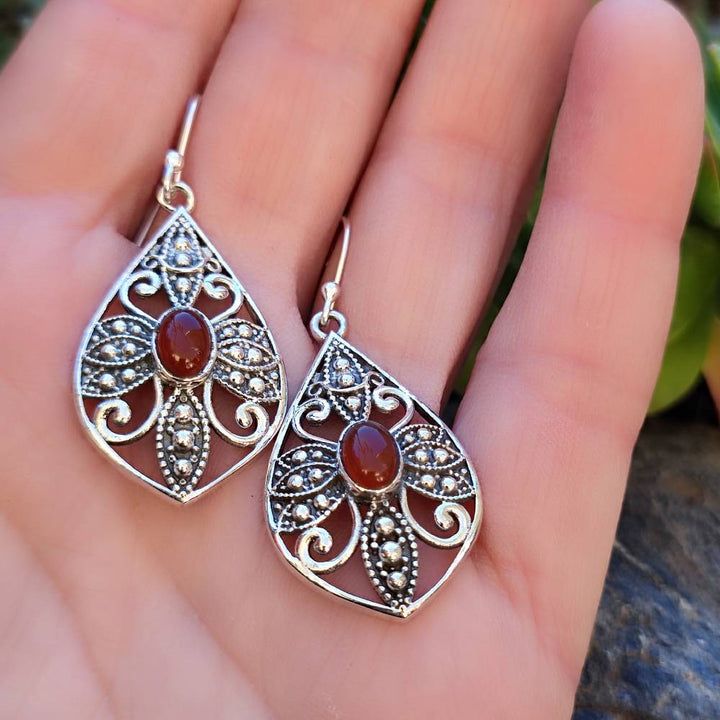ORECCHINI etnici argento 925 con pietra - MORADABAD