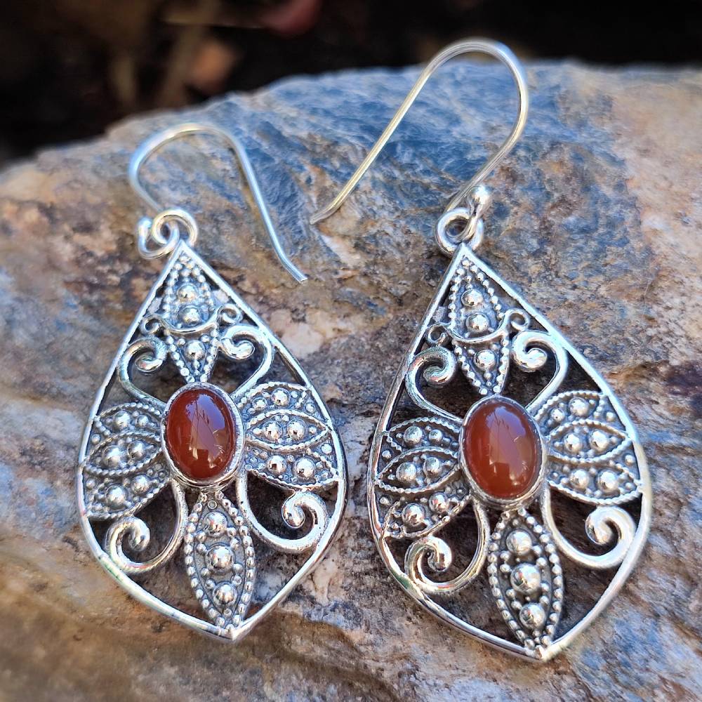 ORECCHINI etnici argento 925 con pietra - MORADABAD