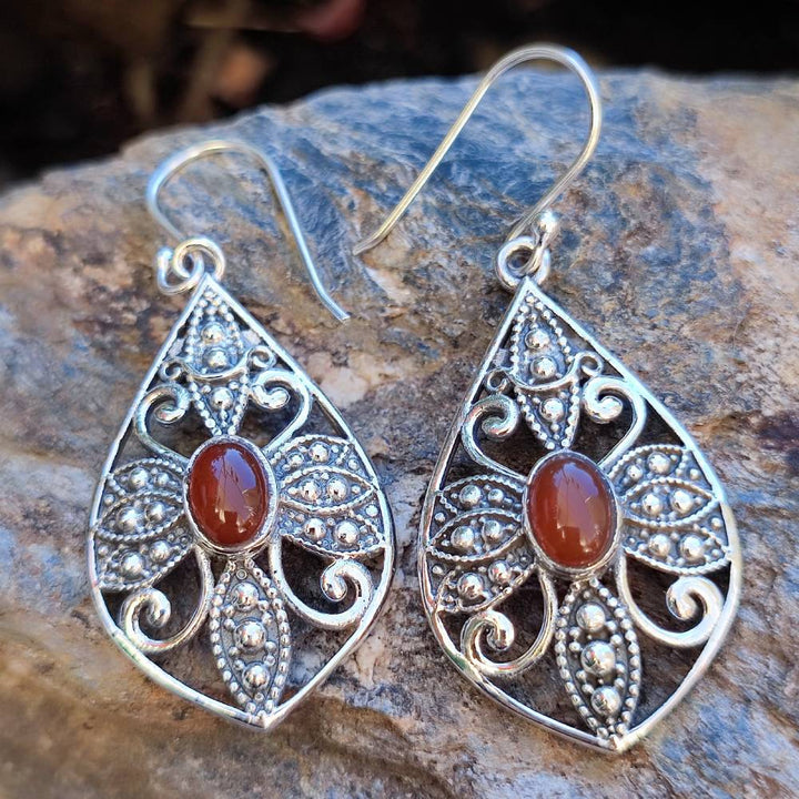 ORECCHINI etnici argento 925 con pietra - MORADABAD