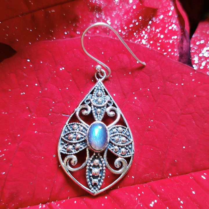 ORECCHINI etnici argento 925 con pietra - MORADABAD