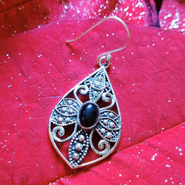 ORECCHINI etnici argento 925 con pietra - MORADABAD