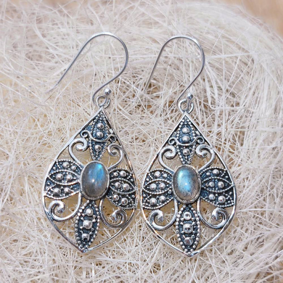 ORECCHINI etnici argento 925 con pietra - MORADABAD