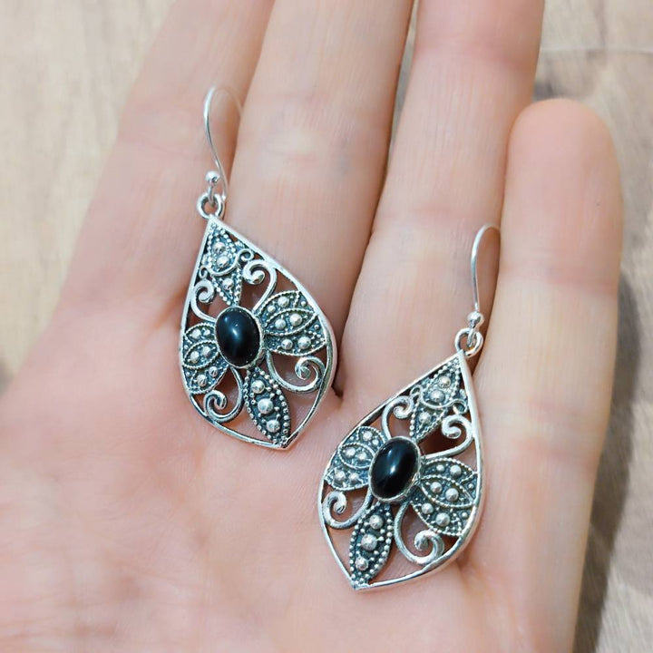 ORECCHINI etnici argento 925 con pietra - MORADABAD