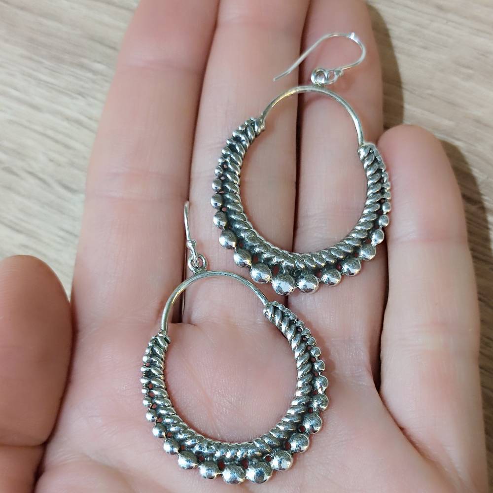 ORECCHINI a cerchio etnici in argento 925 - ARJUNDA