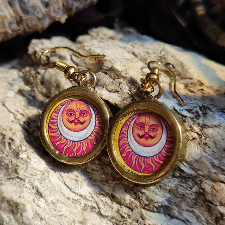 Orecchini indiani in ottone Surya - Il sole