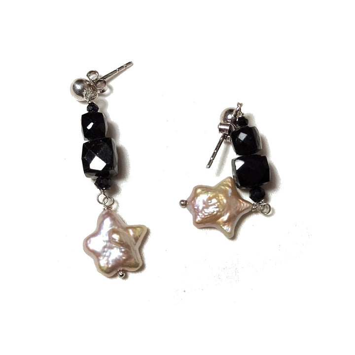 ORECCHINI ARGENTO con Spinello nero e Perla - KAL