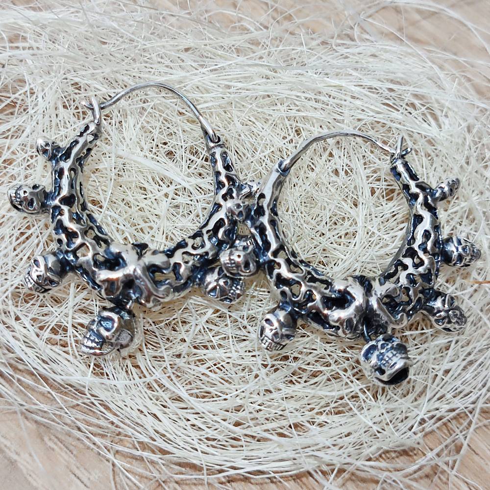 ORECCHINI a cerchio etnici in argento 925 - MARAPATRA