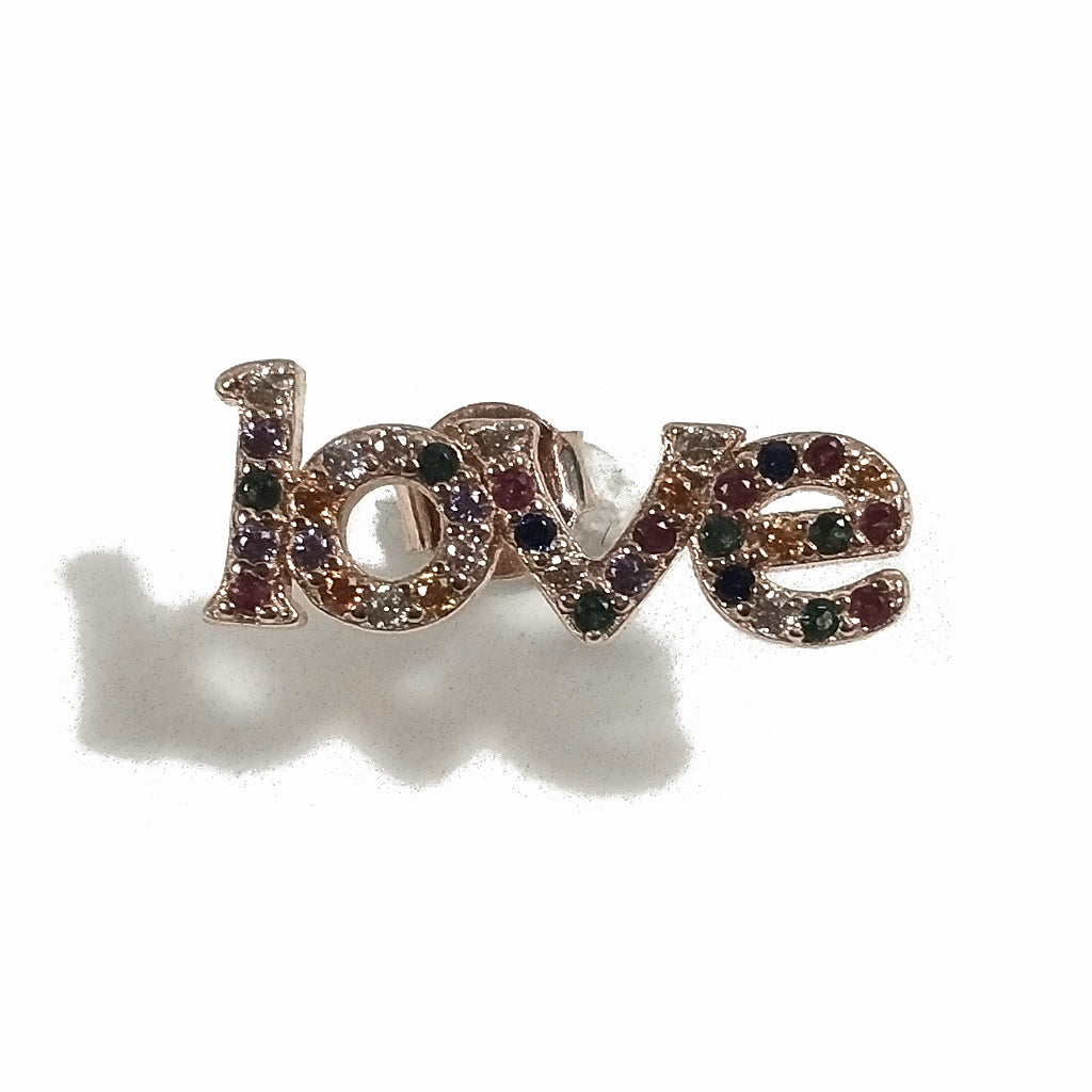 ORECCHINI Argento 925 dorato rosa ORECCHINI Zircone colorato | ORECCHINI LOVE