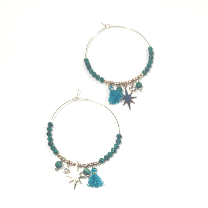 ORECCHINI acciaio 316 L Chirurgico rosèORECCHINI Malachite, | Cerchio