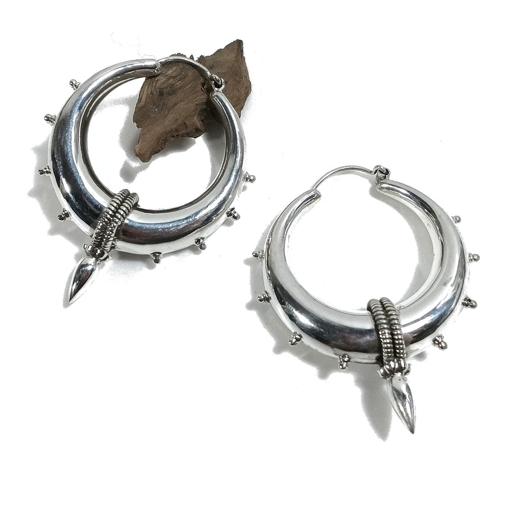 ORECCHINI etnici in argento 925 cerchio - picco | Cerchio argento | Hoops