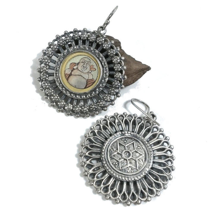 ORECCHINI etnici in argento 925 BUDDHA grasso BUDA | Budda che ride
