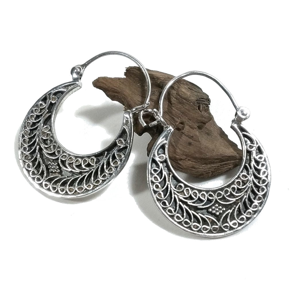 ORECCHINI etnici in argento 925 filigrana | Orecchini a cerchio | HOOPS