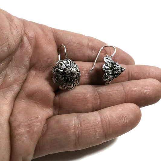 ORECCHINI etnici in argento 925 FIORE pendente | Monachella