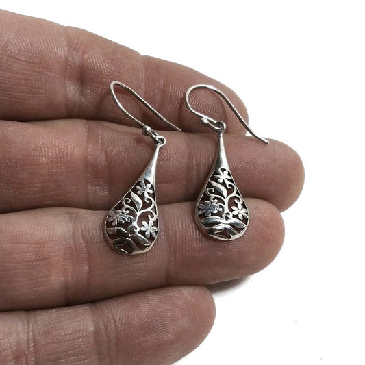 ORECCHINI etnici in argento 925 filigrana - goccia piccola | Fiori