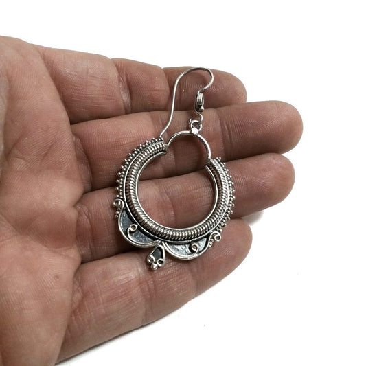 ORECCHINI etnici in argento 925 filigrana | Orecchini cerchio pendenti