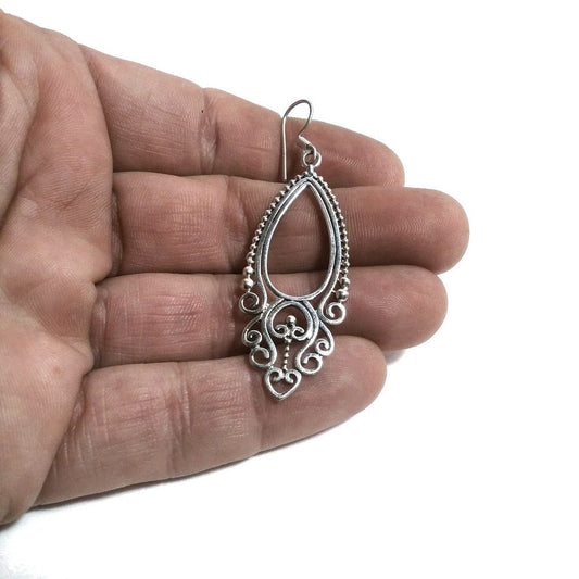 ORECCHINI etnici in argento 925 ovale - filigrana | Orecchini lunghi