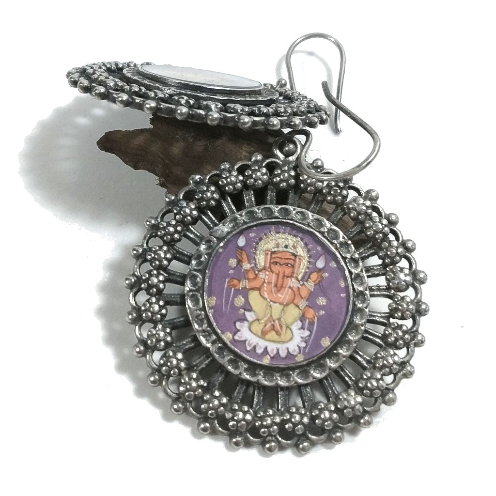 Orecchini etnici in argento 925 Ganesha - GURRAM