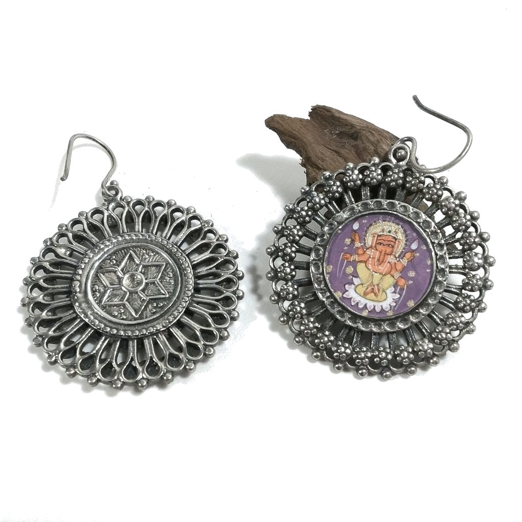 Orecchini etnici in argento 925 Ganesha - GURRAM