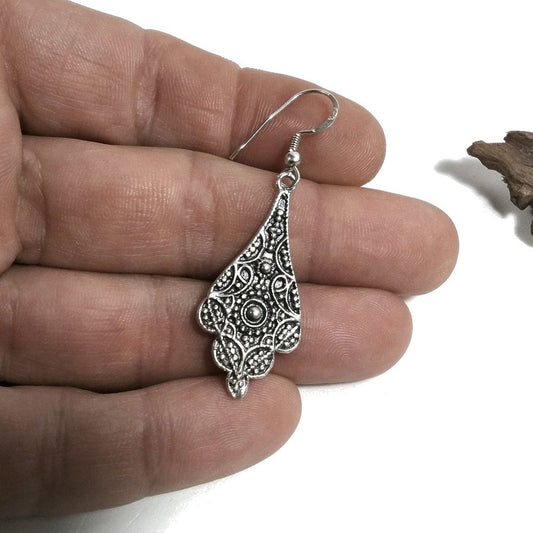 ORECCHINI etnici in argento 925 ovale - filigrana | Orecchini lunghi