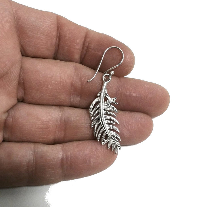 ORECCHINI etnici in argento 925 a forma di piuma | Orecchini lunghi