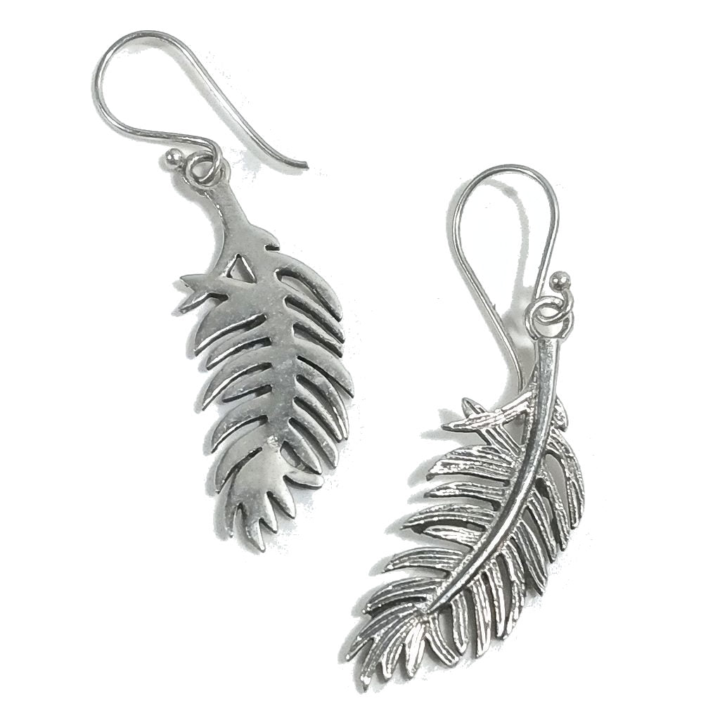 ORECCHINI etnici in argento 925 a forma di piuma | Orecchini lunghi