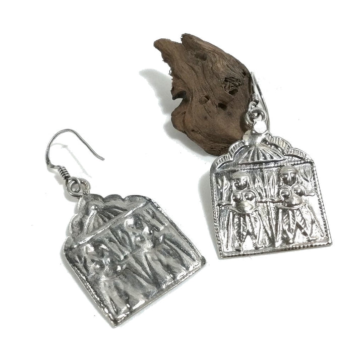 Orecchini etnici SHIVA argento decorati | Gioielli etnici