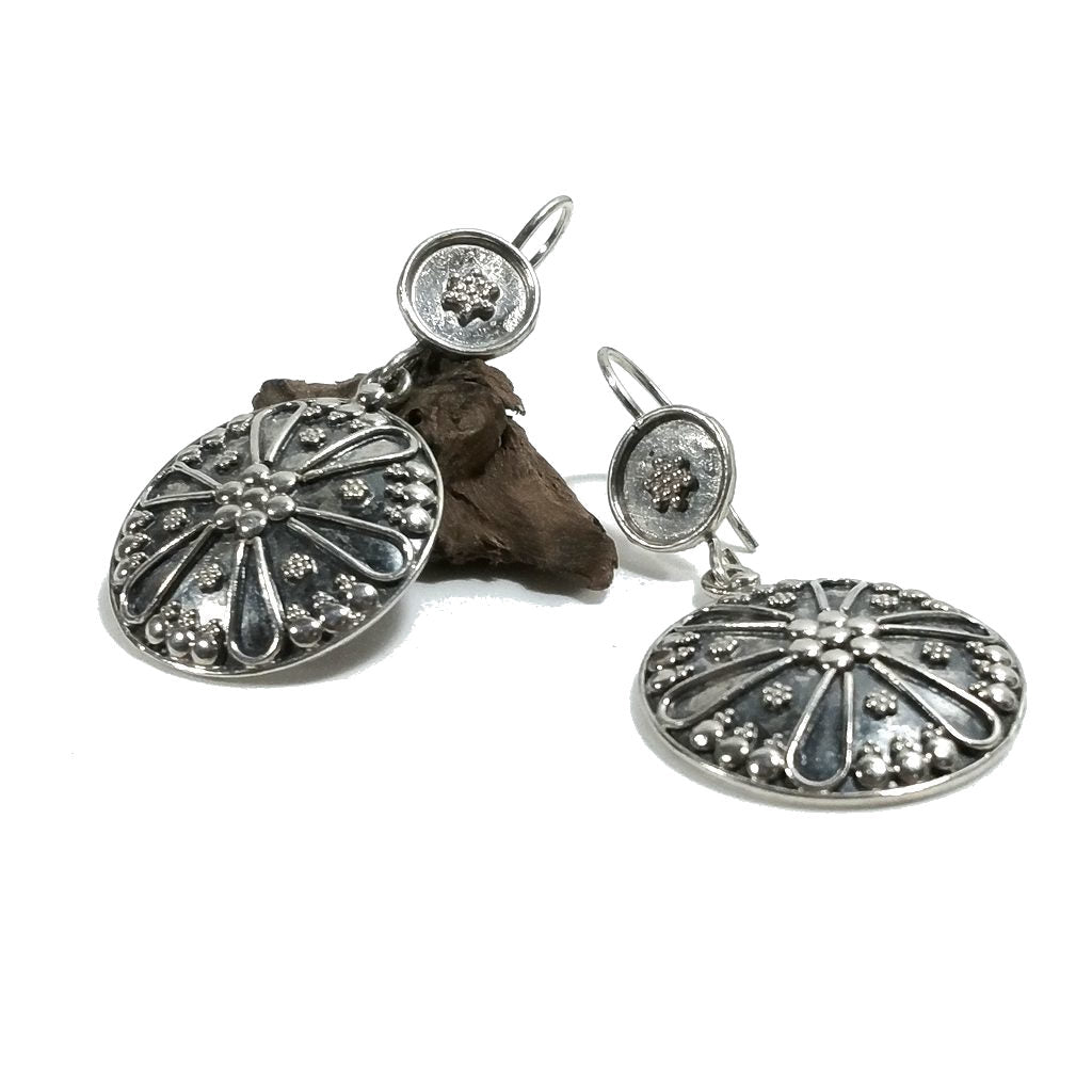 Orecchini etnici in argento 925 tondo - HAKWA