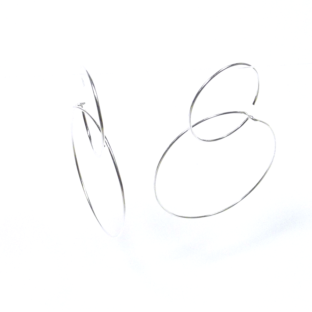 Silver double circle EARRINGS - woman - pendant