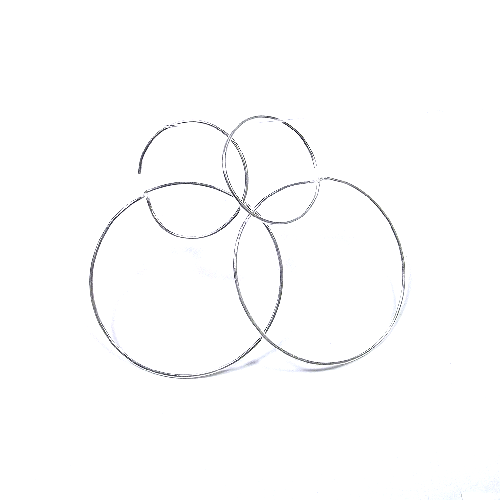 Silver double circle EARRINGS - woman - pendant