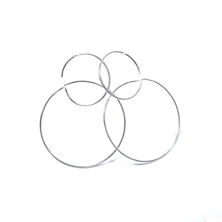 Silver double circle EARRINGS - woman - pendant