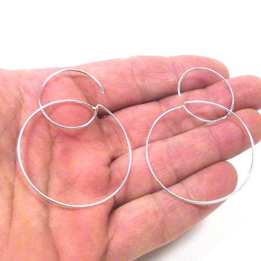 Orecchini doppio cerchio argento - donna - pendente