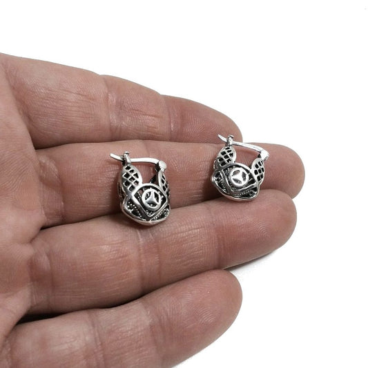 ORECCHINI etnici in argento 925 campanella piccola filigrana |HOOP