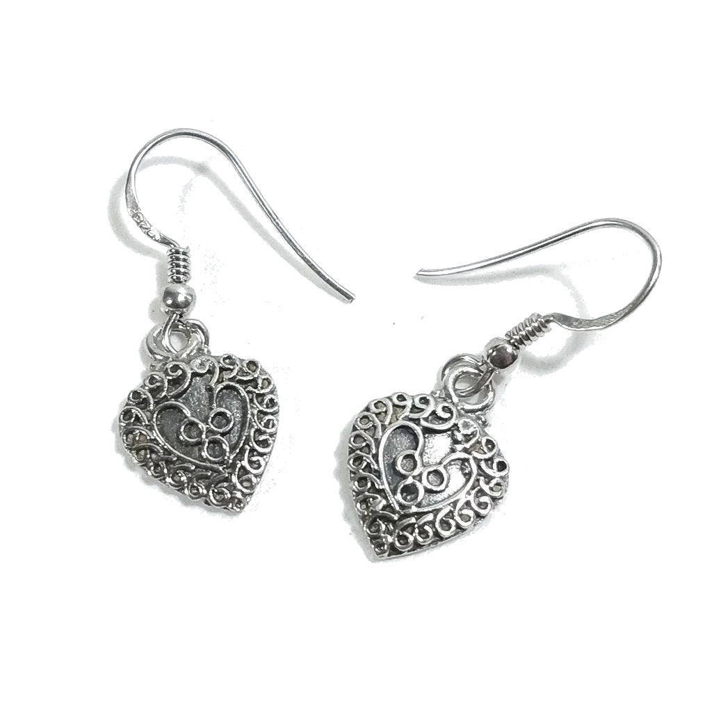 Orecchini etnici in argento 925 filigrana cuore - KADIRI