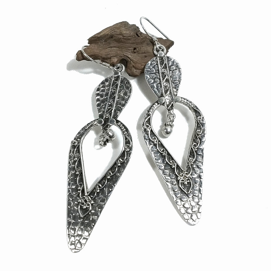 ORECCHINI con Rudraksha in argento 925 pendente | Orecchini etnici