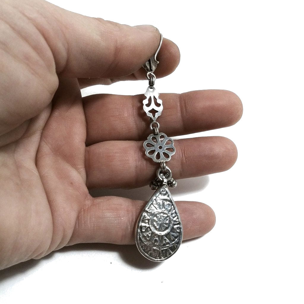 Orecchino etnico argento e pittura moghul - SHIVA
