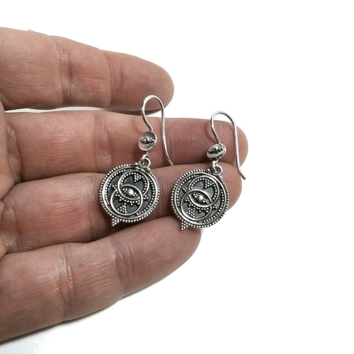 ORECCHINI etnici in argento 925 scudo tondo - GUWHATI