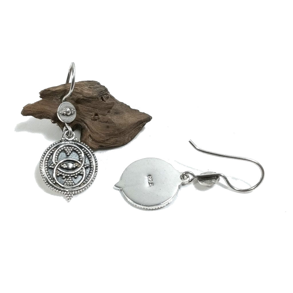 ORECCHINI etnici in argento 925 scudo tondo - GUWHATI