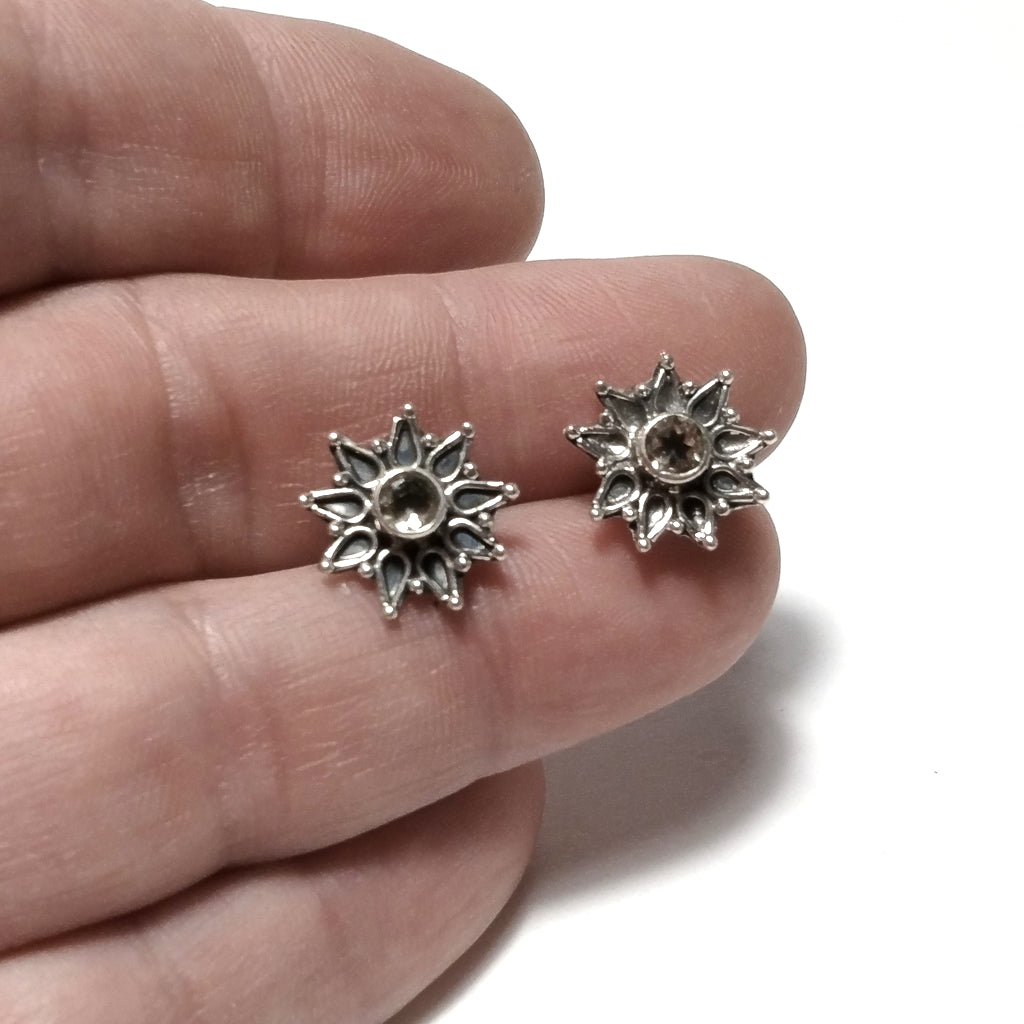ORECCHINI ETNICI Argento 925 Orecchini artigianali Citrino | Stelle